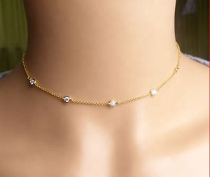 Delicado 5 uds bisel Cz estación gargantilla collar Simple Mini linda chica encantadora mujeres 925 collares de plata esterlina - Product Image 2