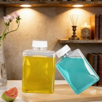 Nueva Botella de Plástico Cuadrada Francesa de 600 ml (20 oz) para Jugos, Bebidas y Frutas, con Tapa Fácil de Abrir y Tapa Antirrobo para Bebidas Energéticas