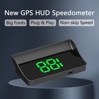 GPS HUD Speedometer V9 Tampilan Kecepatan Mobil Digital Font Besar Plug and Play Aksesori Dashboard Kaca Depan