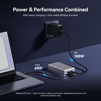 Boîtier SSD M.2 NVMe USB-C 80 Gbit/s avec alimentation PD3.0 100 W (entrée) et sortie 60 W, compatible avec les formats 2230, 2242, 2260, 2280, 22110 M-Key et B&M-Key