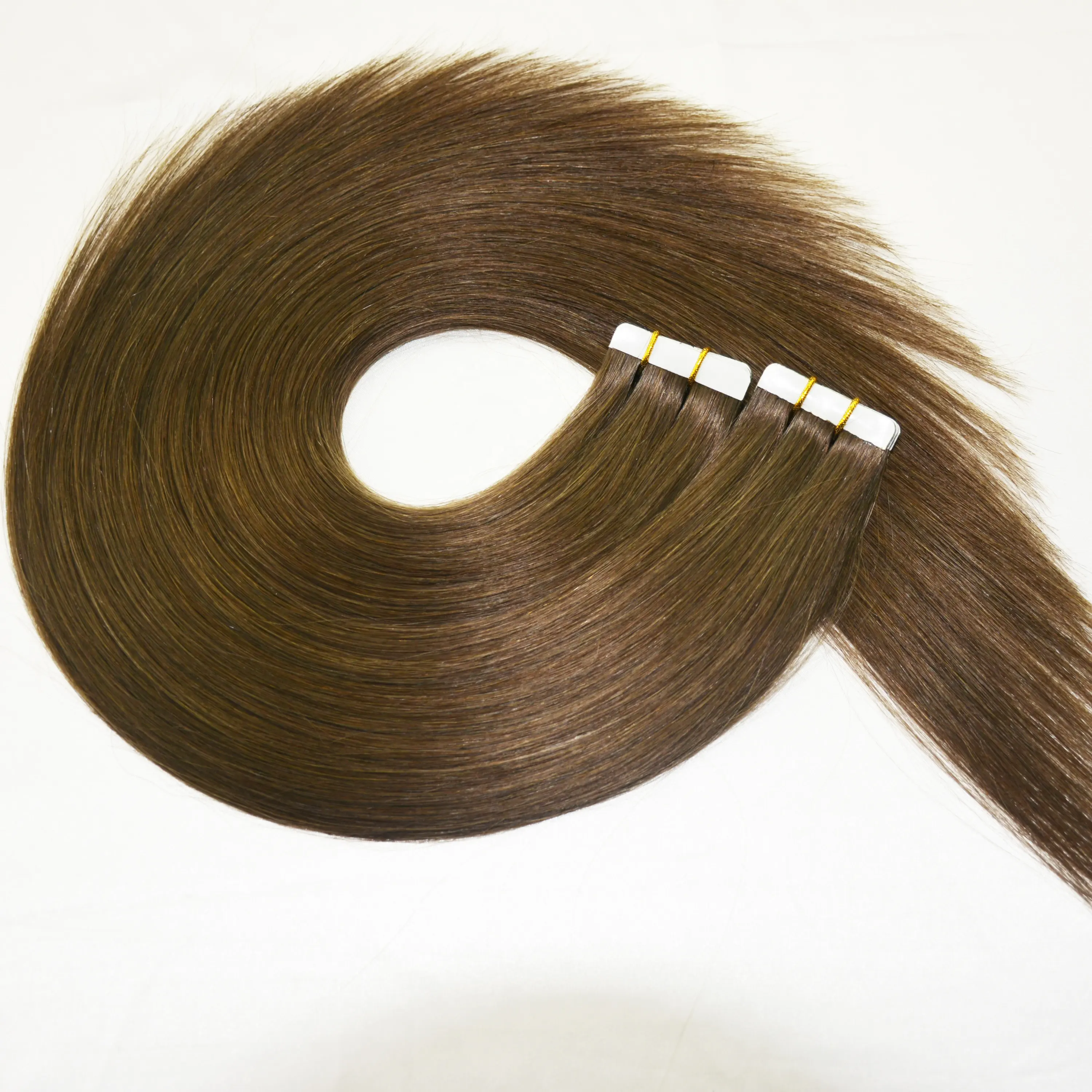 Wholesale Double Drawn 100 Gram Brown Straight Hair Extension Cuticle Aligned Virgin Vendor Hair Extensions Tape In Human Hair