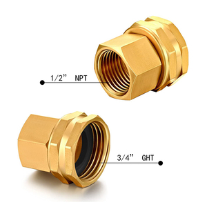 Connettore per Tubo da Giardino in Ottone con Filettatura Femmina 3/4 GHT e 1/2 <span class=keywords><strong>NPT</strong></span>, Raccordo Rapido per Tubi dell'Acqua - Product Image 2