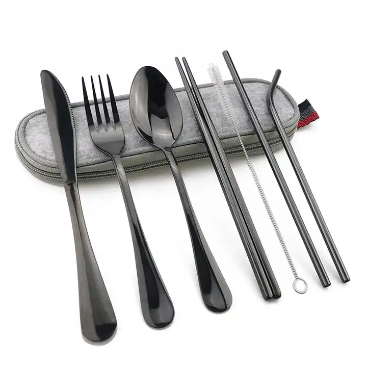 And　Portable　on　Set　And　Fork　Reusable　Fork　Camping　Camping　Travel　Straw　Cutlery　Spoon　Silverware　Case　Travel　Metal　Product　Silverware　With　Metal　Portable　Case　Straw　Spoon　With　Buy　Set　Chopsticks　Cutlery　Reusable　Chopsticks