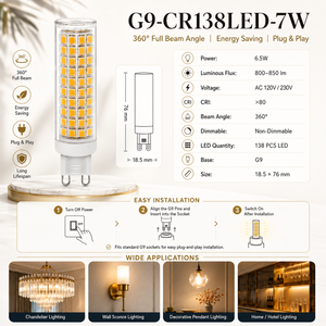 หลอดไฟข้าวโพด G9 7W 800-850LM 138LED Sanan Ra 80 AC 120V/230V 2700K 3000K 3500K 6000K CE RoHS 15000H รับประกัน 2 ปี - Product Image 6
