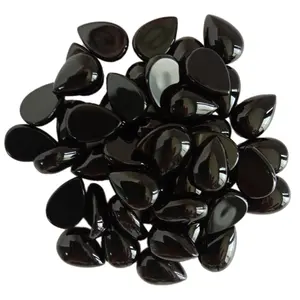 7mm * 10mm batu akik hitam bentuk air mata manik-manik halus untuk membuat anting-anting kalung