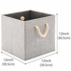 Fabric <b>Storage</b> Cube <b>Bins</b> with Cotton <b>Storage</b> Box Handle Collapsible Canvas <b>Storage</b> <b>Bins</b> Organizer Set of 4 - Product Image 2