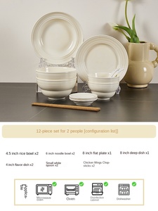 <strong>Cream</strong> Style High-Grade Beautiful Embossed Light Luxury Pottery Ceramic Dinnerware Sets with Cup Kit-Business <strong>Gift</strong> - Product Image 5