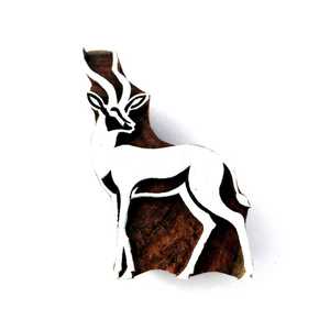 Bloque de impresión de madera tallado a mano con diseño de ciervo para arte en tela y papel indio y decoración con motivos de vida silvestre - Product Image 1