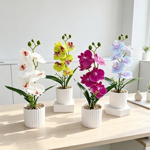 Nouvelle Plante Artificielle Phalaenopsis à 6 Fleurs en Pot, Ornement pour la Décoration de la Maison, du Salon et du Bureau, Verdure en Plastique - Product Image 1