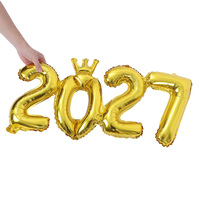 Ballon Chiffre 2027 Connecté de 16 Pouces avec Couronne, Décoration de Fête du Nouvel An, Ballon en Aluminium Mylar 2027