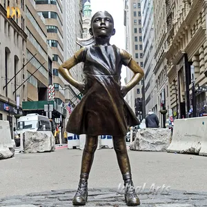 Famous Casting Outdoor Garden Art Decoration Life Size Bronze Fearless Girl Statue Sculpture