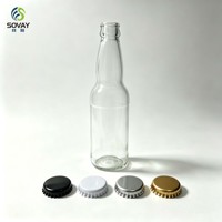 Bouteille de boisson en verre transparent de 330 ml pour brassage maison, goulot standard, possibilité de personnaliser le logo pour l'emballage en vrac des boissons