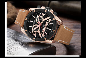 Montre de sport multifonctionnelle pour homme, montre à quartz lumineuse et étanche, montre-bracelet à bracelet en cuir - Product Image 4