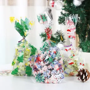 13*27 см Рождественский дизайн пластиковый бумажный подарочный пакет с плетеной проволокой