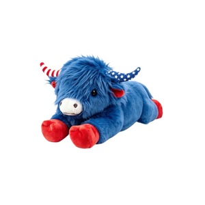 Peluche de vaca de las Tierras Altas, diseño patriótico rojo y azul, animal de peluche para niños de 2 a 4 años - Product Image 5