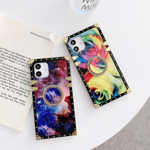 <span class=keywords><strong>Funda</strong></span> protectora de teléfono móvil, cubierta trasera de chapado cuadrado, Rosa holográfica para <span class=keywords><strong>iphone</strong></span> 12 pro - Product Image 1