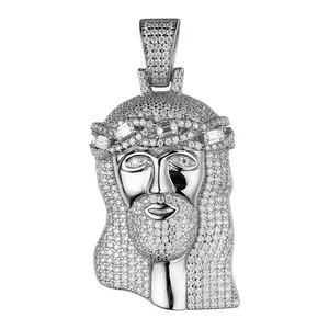 Hip Hop Jewelry Iced Out 14k 18k Gold Plated 925 Steeling Silver Micro Pave Zircon Diamond Jesus Pendant