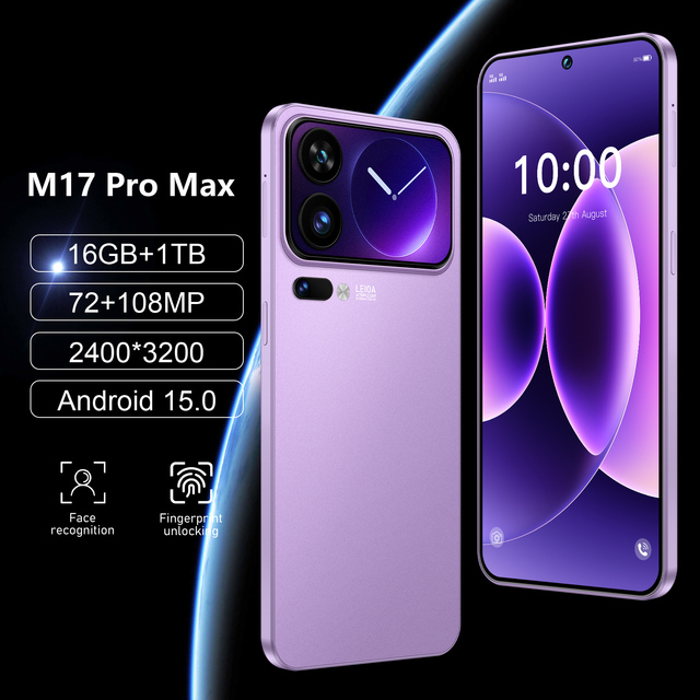 M17 Pro Original 7.3-inch Deca Core 16GB+1TB Dual SIM Card Android 15 5G CDMA LTE Smartphone HD OLED 90Hz Display Multi-language