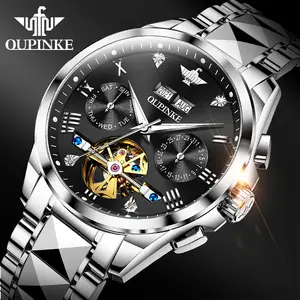 Oupinle Đồng Hồ Tourbillon Tự Động Phát Sáng Phong Cách Hiện Đại 3186 Quà Tặng Sang Trọng Kỹ Thuật Số Tùy Chỉnh Đồng Hồ Oem Chống Nước Doanh Nhân Cho Nam