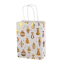 Sac cadeau de Noël en papier kraft à fond plat avec impression UV pour les fêtes, l'artisanat et l'emballage de bougies