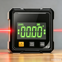 Inclinomètre numérique à double laser rechargeable avec rétroéclairage LCD, aimant sur 4 côtés, rotation automatique pour la construction et les travaux d'ingénierie civile
