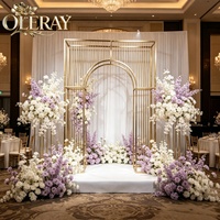 Arche de mariage florale dorée en métal de 6FT, 6.6FT, 7.2FT pour décoration de fête d'anniversaire et support de toile de fond pour ballons
