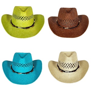 Wholesale Custom Wooden Bead Cowgirl <b>Hats</b> Rancher <b>Hat</b> <b>Western</b> Wide Brim Straw Cowboy <b>Hat</b> for Men Women Summer Beach Outdoor - Product Image 3