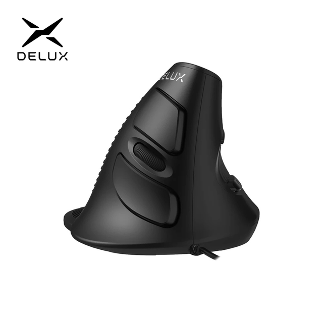 Delux M618 BU Ergonomic Vertical Mouse 6 Buttons 800/1200/1600 DPI Optical Right Hand Mice with Wrist Mat for PC Laptop