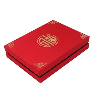 Caja Roja barata impresión caja de té de estilo chino Cartón, caja de cosméticos de maquillaje, mango de caja de Color