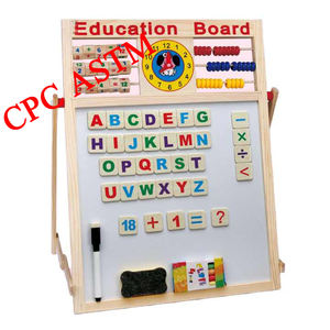 Tableau d'apprentissage éducatif <span class=keywords><strong>en</strong></span> <span class=keywords><strong>bois</strong></span> CPC ASTM avec abaque et tableau noir <span class=keywords><strong>pour</strong></span> bébé (arabe, anglais, russe) - Product Image 1