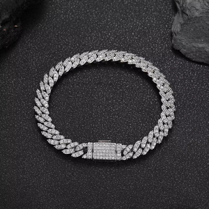 Hip Hop Zircon <b>Bracelet</b> 8mm Single Row Cuban Chain Jewelry Men's Personality <b>Bracelet</b> Tanjing Fashion Lijing Necklace - Product Image 1