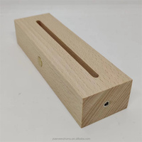 Boîte à piles USB 5V avec interrupteur tactile, base en bois, lumière LED, lampe de nuit 3D rectangulaire en hêtre, support de lampe LED adapté aux lampes en acrylique