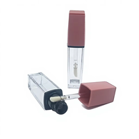 Tube de brillant à lèvres transparent en ABS avec capuchon rose, grande brosse, flacon rechargeable DIY, emballage cosmétique personnalisé Yan Xing avec marquage à chaud