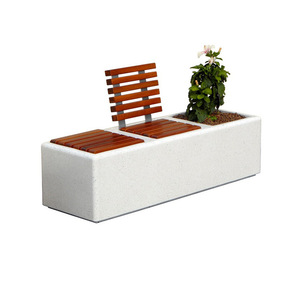 Banc en béton GFRC New Magic Stone avec jardinière, assise modulaire d'extérieur pour cours et terrasses - Product Image 4