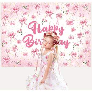 7x5ft Rose Arc Coquette Personnalisé Photo Fond Toile de Fond pour Filles Fête D'anniversaire Décorations Murales en Stock! - Product Image 1