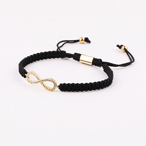 Bracelet en macramé personnalisé avec charme infini pavé de zircons cubiques au design classique, tressé, JBS12540 - Product Image 5