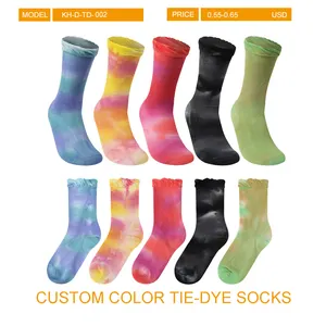 Cổ Tie Nhuộm Đầy Màu Sắc Athletic Tie Dye Men Ống Cotton Vớ Thể Thao Sox Crew Vớ Thể Thao Lô Hàng