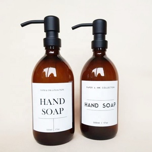 Flacon pulvérisateur à pompe en verre ambré mat <span class=keywords><strong>d</strong></span>'<span class=keywords><strong>apothicaire</strong></span> de 300ml 500ml avec étiquette personnalisée pour cuisine et salle de bain - Product Image 5