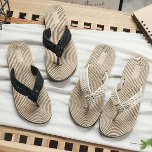 Scarpe da donna di alta qualità pantofole da spiaggia traspiranti in tessuto femminile sandali estivi per interni all'aperto da donna <span class=keywords><strong>infradito</strong></span> in <span class=keywords><strong>paglia</strong></span> estiva - Product Image 4
