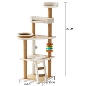 Árbol para gatos moderno de 4 niveles, 148 cm, rascador de sisal con plataforma y túnel para gatos de interior - Product Image 4
