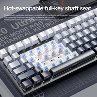 Teclado Mecánico para Juegos Attack Shark X820 Ultra 75% con Pantalla Inteligente, Inalámbrico/BT/2.4GHz/Cableado, Interruptor Rojo, Teclado para Juegos en Inglés