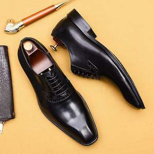 Chaussures Oxford de luxe pour hommes, style britannique, bout carré, en cuir véritable, à lacets, pour affaires et occasions décontractées - Product Image 3