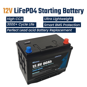 Аккумулятор LiFePO4 800CCA 12В 60Ач с низким саморазрядом, стартерный аккумулятор для длительного хранения, аккумулятор для запуска автомобиля, сертифицирован CE/RoHS - Product Image 1