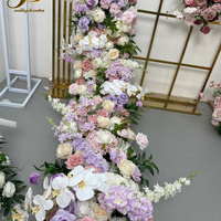 JINDA Chemin de table floral artificiel fait main avec roses blanches pour allée de mariage, arrangement floral pour événements et décorations de toile de fond