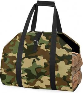 Sac de transport pour bois de chauffage de grande taille, échantillon gratuit, pour accessoires de poêle à bois, sac de transport pour bûches en toile cirée résistante - Product Image 1