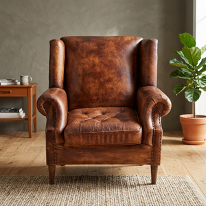 Industrial European Style Vintage Single Seater Modular Reclining <b>Sofa</b> Genuine Leather Solid Wood Living Room - Product Image 3