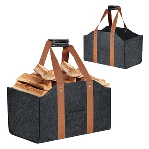 Multi Purpose Foldable <strong>Large</strong> <strong>Log</strong> <strong>Basket</strong> Stable Thick Firewood Felt Storage <strong>Basket</strong> with Long Shoulder Strap and Reinforced Handle - Product Image 1