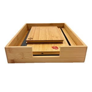 Bandeja de bambú para documentos para estudiantes, uso en oficina, con compartimento de almacenamiento, organizador de escritorio para papeles, libros, hogar y empresa - Product Image 1