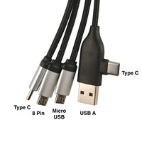 En stock câble de données USB 3 en 1 pour logo gravé pour porte-clés lumière LED lumineuse câble de charge Micro Usb type c câble de téléphone Mini Usb
