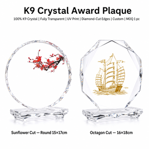Placa de Premio de Cristal Personalizada, Corte de Diamante Facetado, Grabado con Impresión a Color, Regalo para Empleados, Maestros, Jubilaciones, Venta al Por Mayor - Product Image 1